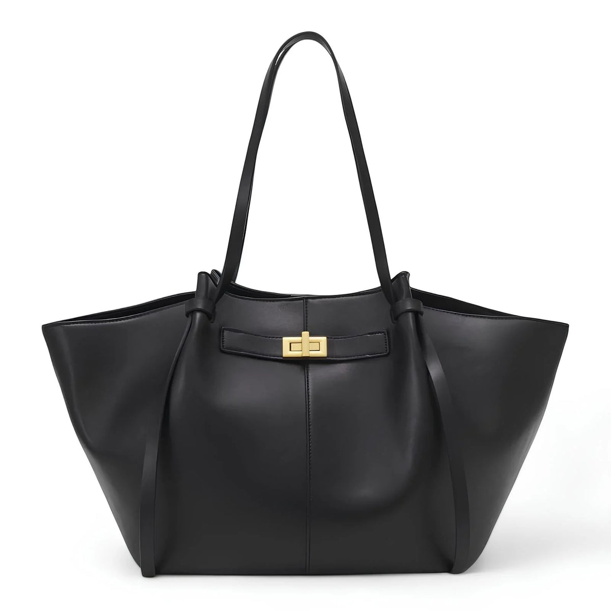 Shoulder Bag Laptop-Sized PU Leather Gold Clasp