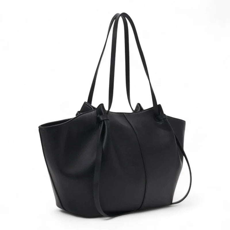 Shoulder Bag Laptop-Sized PU Leather Gold Clasp