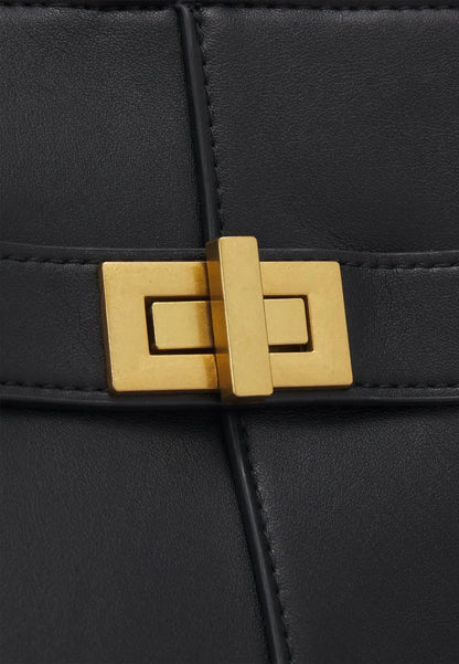 Shoulder Bag Laptop-Sized PU Leather Gold Clasp