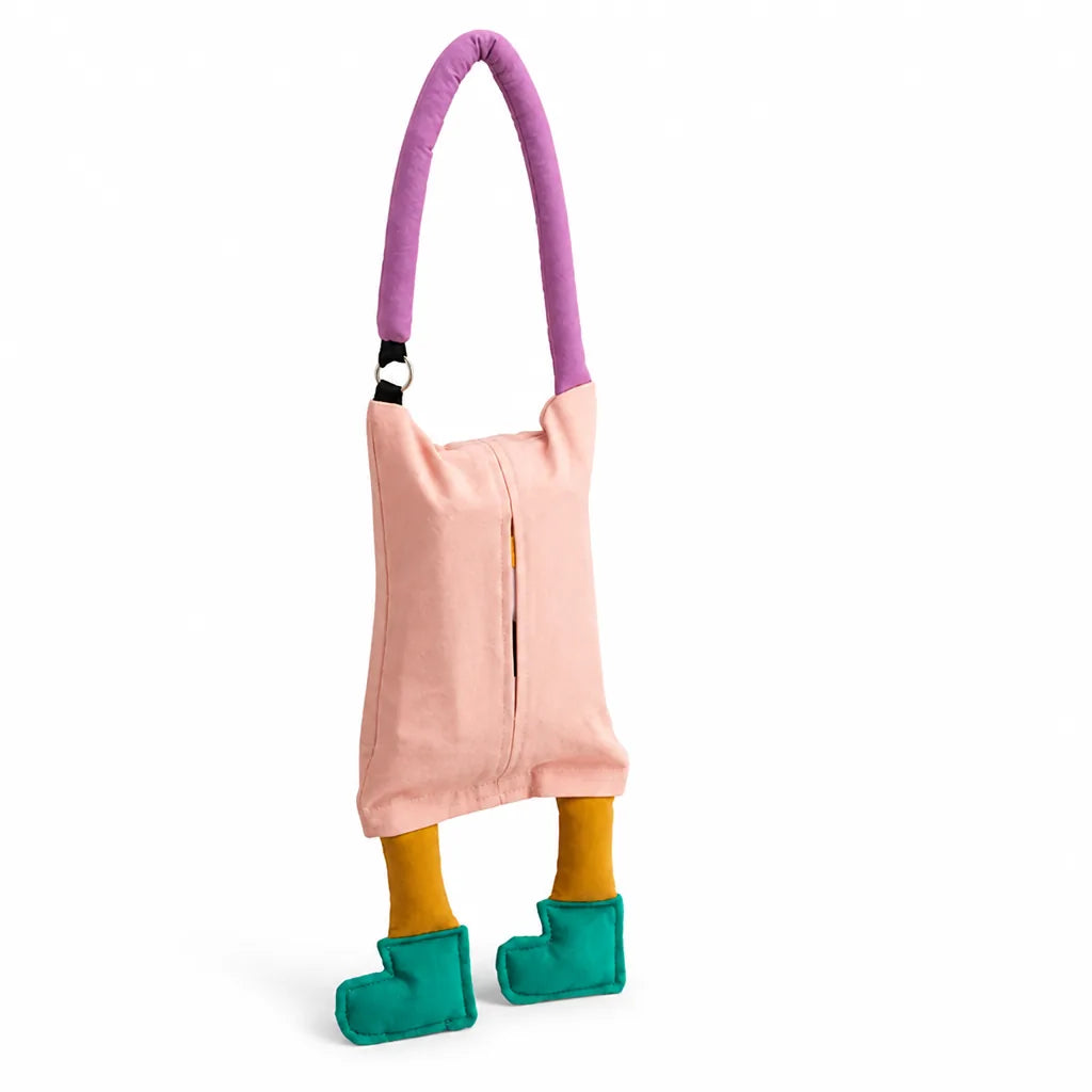 Shoulder Bag Plush Pendant Padded Handle Front Zip Pocket