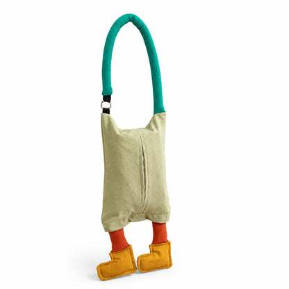 Shoulder Bag Plush Pendant Padded Handle Front Zip Pocket