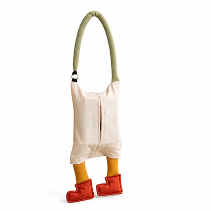 Shoulder Bag Plush Pendant Padded Handle Front Zip Pocket