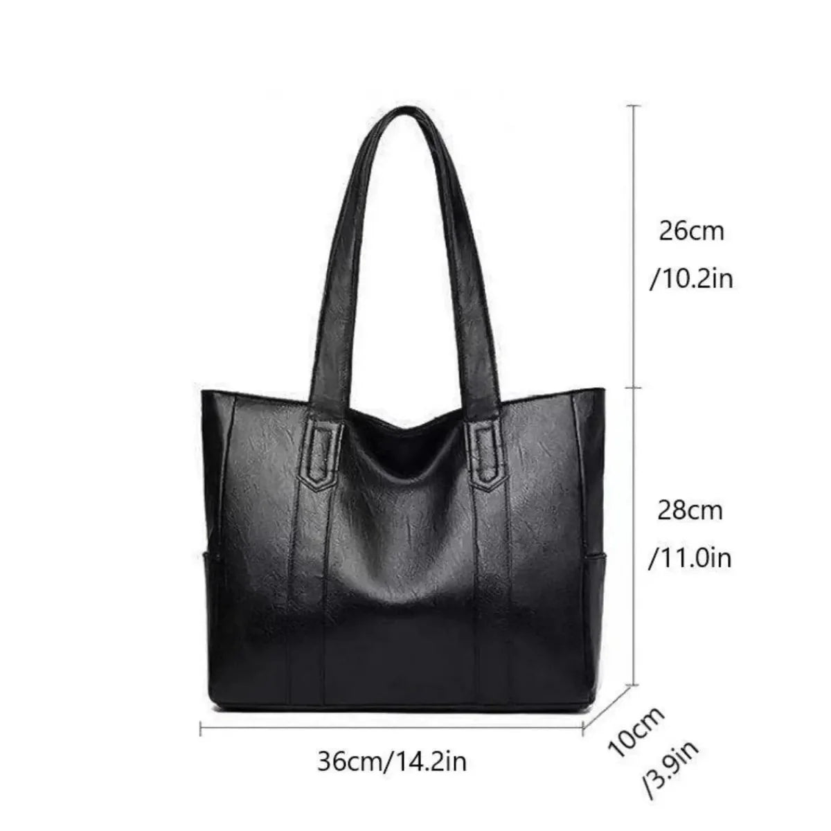 Shoulder Bag Smooth PU Leather Zipper Closure Spacious Interior Pockets