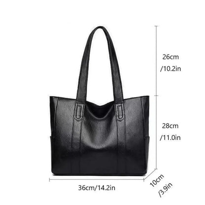 Shoulder Bag Smooth PU Leather Zipper Closure Spacious Interior Pockets