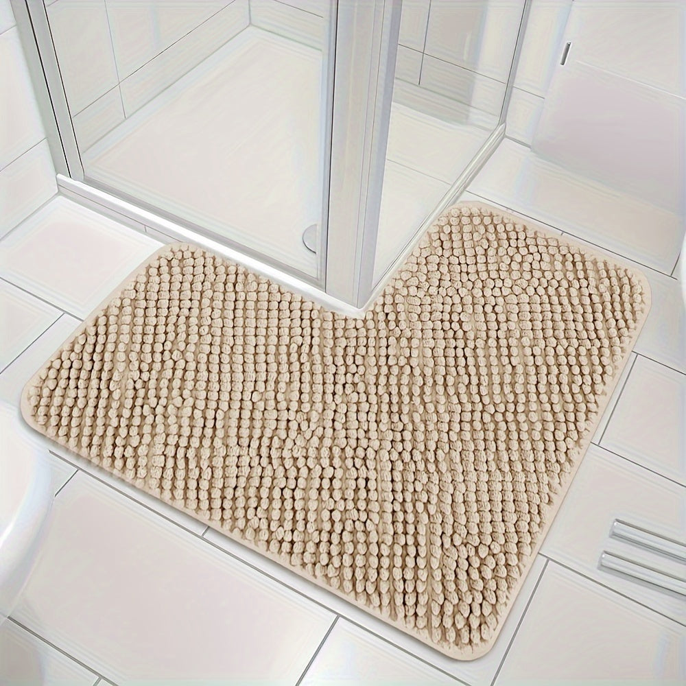 Shower Mat L-Shaped Plush Chenille Non-Slip