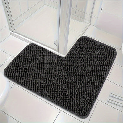 Shower Mat L-Shaped Plush Chenille Non-Slip