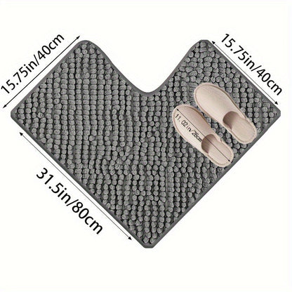 Shower Mat L-Shaped Plush Chenille Non-Slip