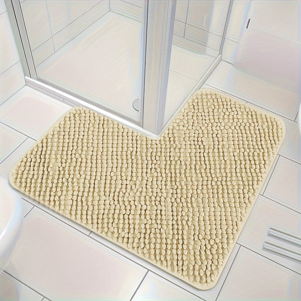 Shower Mat L-Shaped Plush Chenille Non-Slip