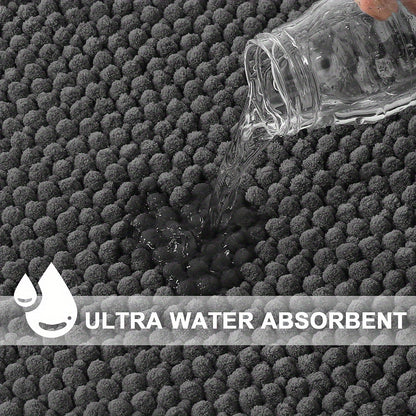Shower Mat L-Shaped Plush Chenille Non-Slip