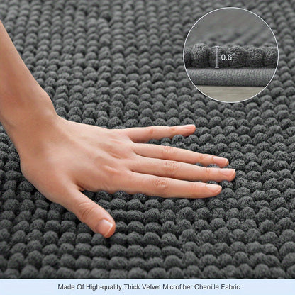 Shower Mat L-Shaped Plush Chenille Non-Slip