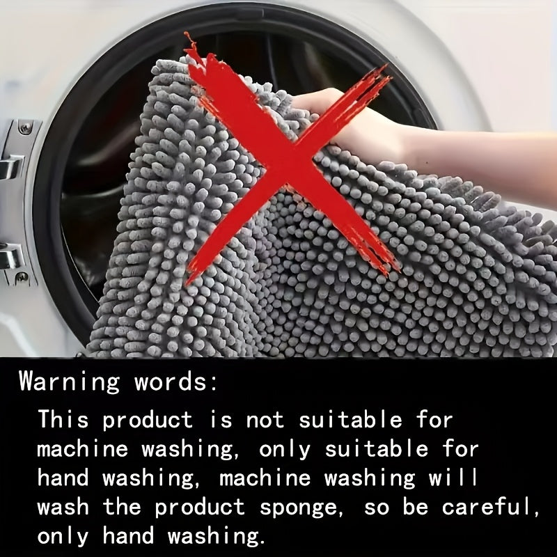 Shower Mat L-Shaped Plush Chenille Non-Slip
