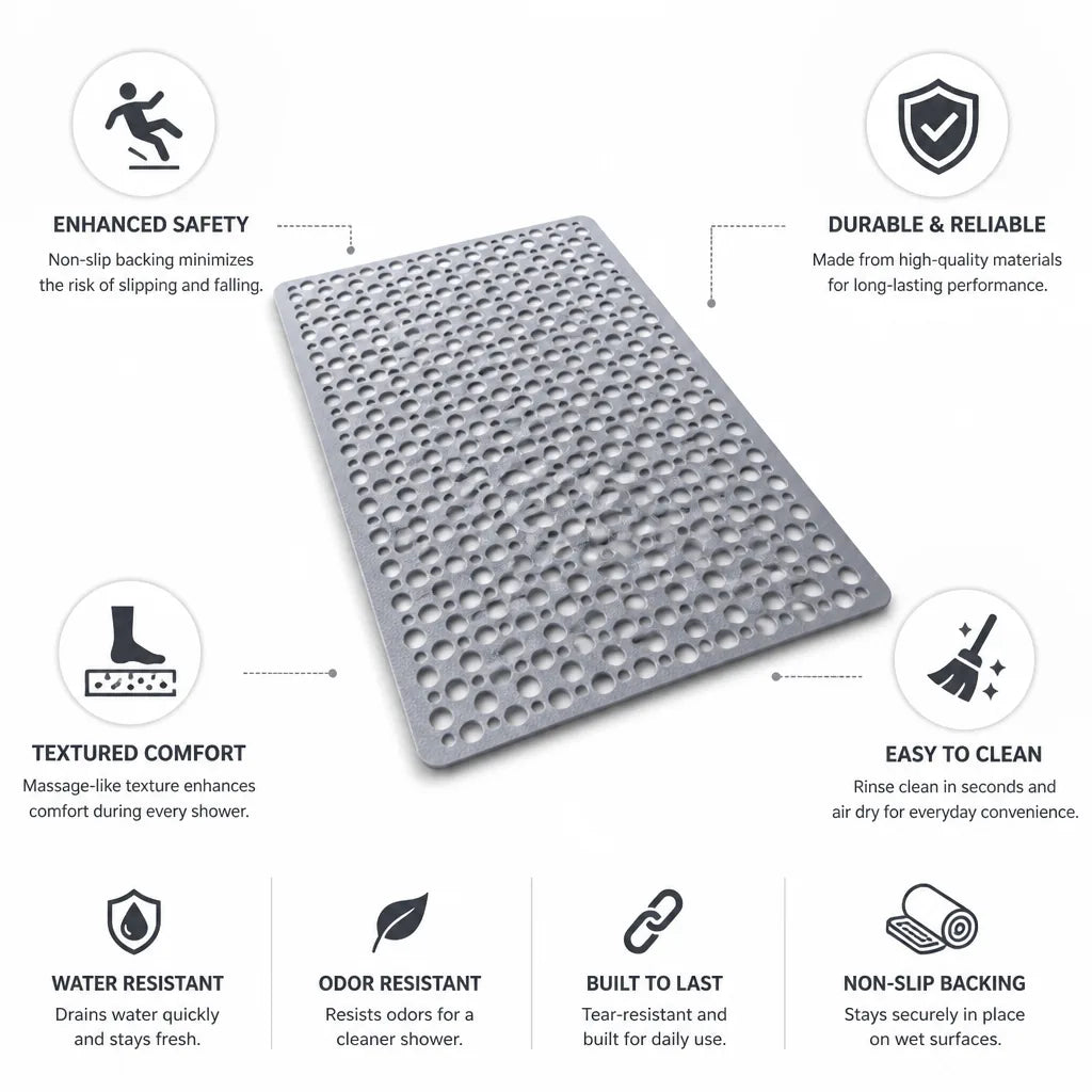 Shower Mat Non-Slip Backing & Textured Comfort Surface