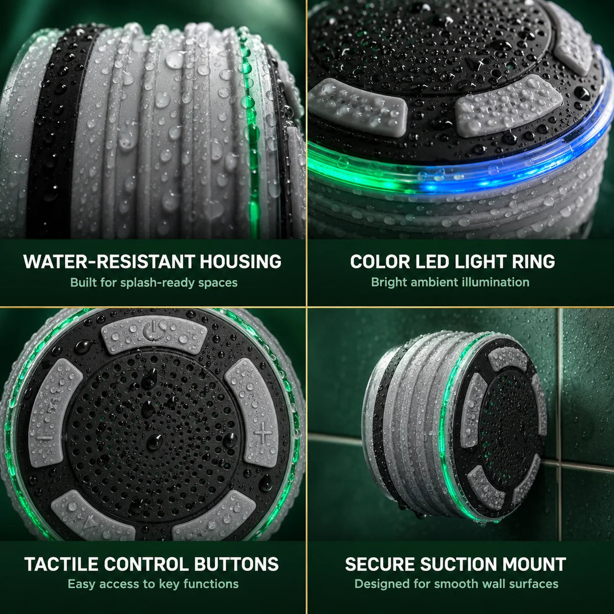 Shower Speaker Twin 5-Watt Bluetooth IP67 Suction Mount
