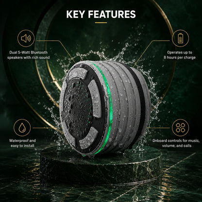 Shower Speaker Twin 5-Watt Bluetooth IP67 Suction Mount