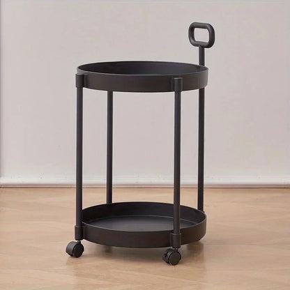 Side Table 2-Tier Storage Rolling Casters & Handle