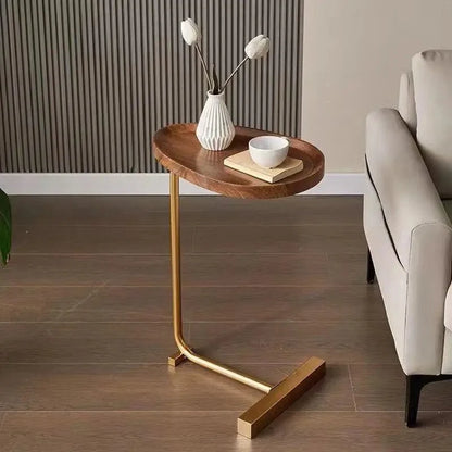 Side Table C-Shaped MDF Tabletop Steel Frame