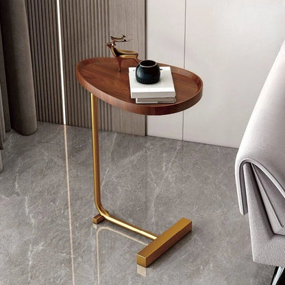 Side Table C-Shaped MDF Tabletop Steel Frame