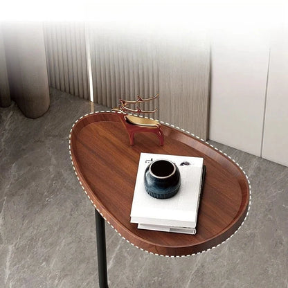 Side Table C-Shaped MDF Tabletop Steel Frame