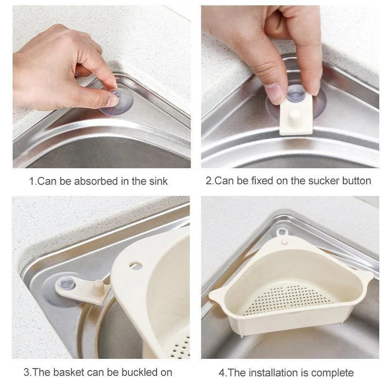 Sink Drain Basket Suction Cup Mount Fast-Draining Base