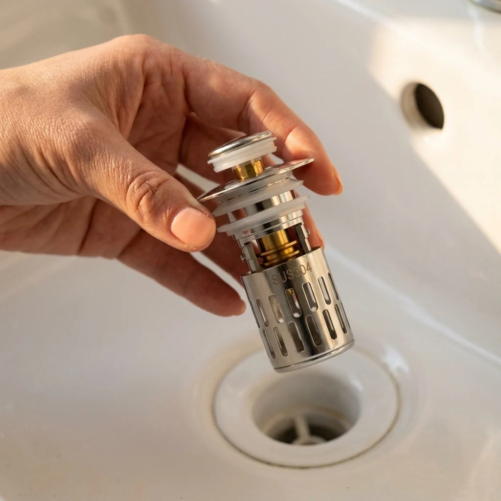 Sink Stopper Push To Open Brass Core