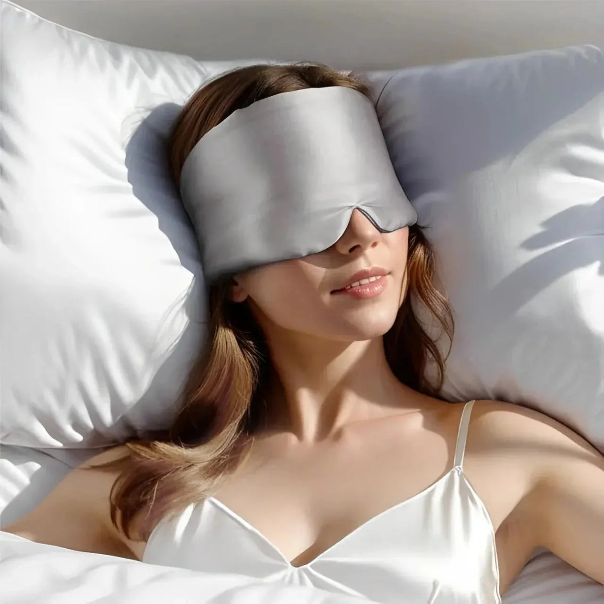 Sleep Mask Contoured Satin Light-Blocking & Adjustable Strap