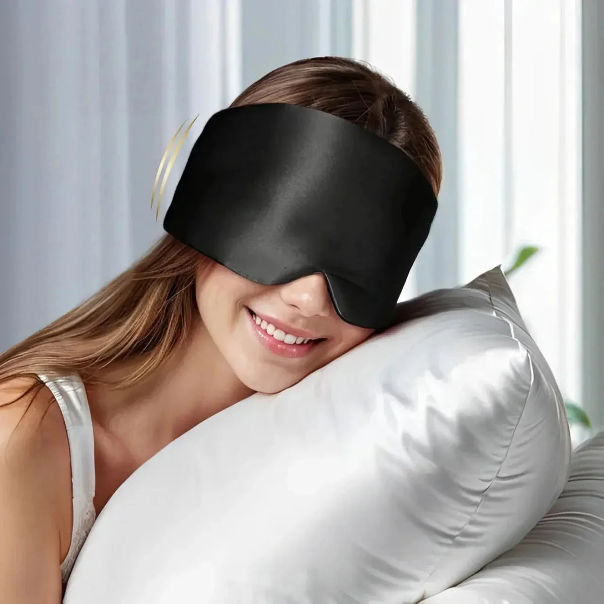 Sleep Mask Contoured Satin Light-Blocking & Adjustable Strap