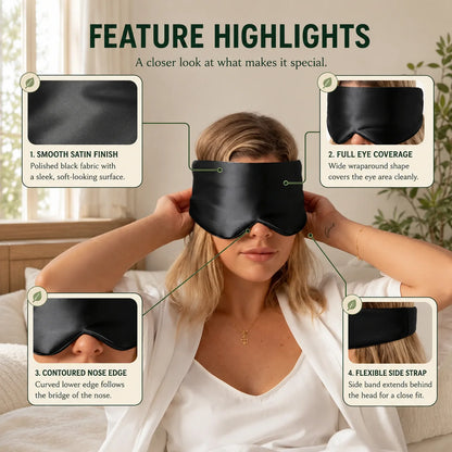 Sleep Mask Contoured Satin Light-Blocking & Adjustable Strap