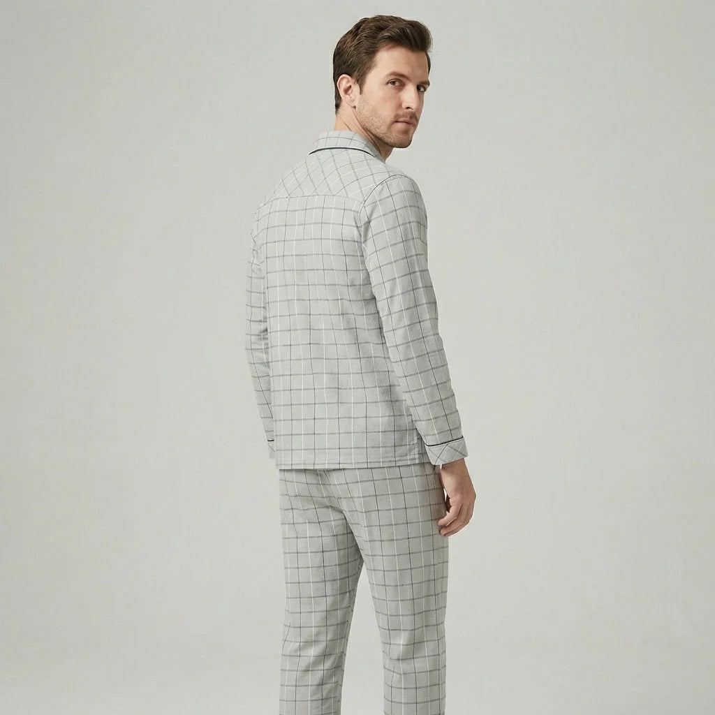 Sleepwear Set Button-Up Shirt & Trousers Soft Breathable