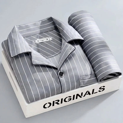 Sleepwear Set Button-Up Shirt & Trousers Soft Breathable
