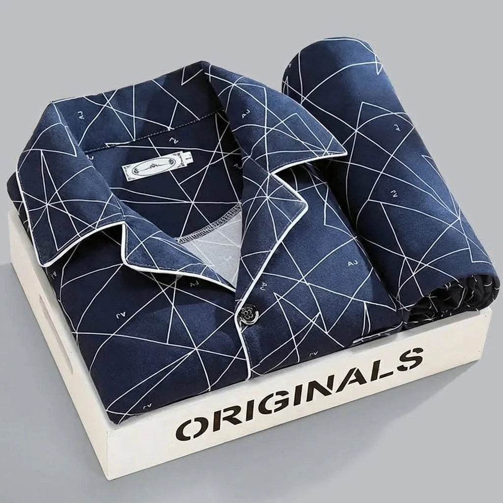 Sleepwear Set Button-Up Shirt & Trousers Soft Breathable