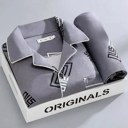 Sleepwear Set Button-Up Shirt & Trousers Soft Breathable