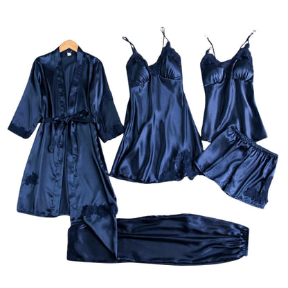 Sleepwear Set Satin & Lace Five Piece