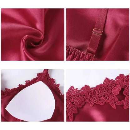 Sleepwear Set Satin & Lace Five Piece