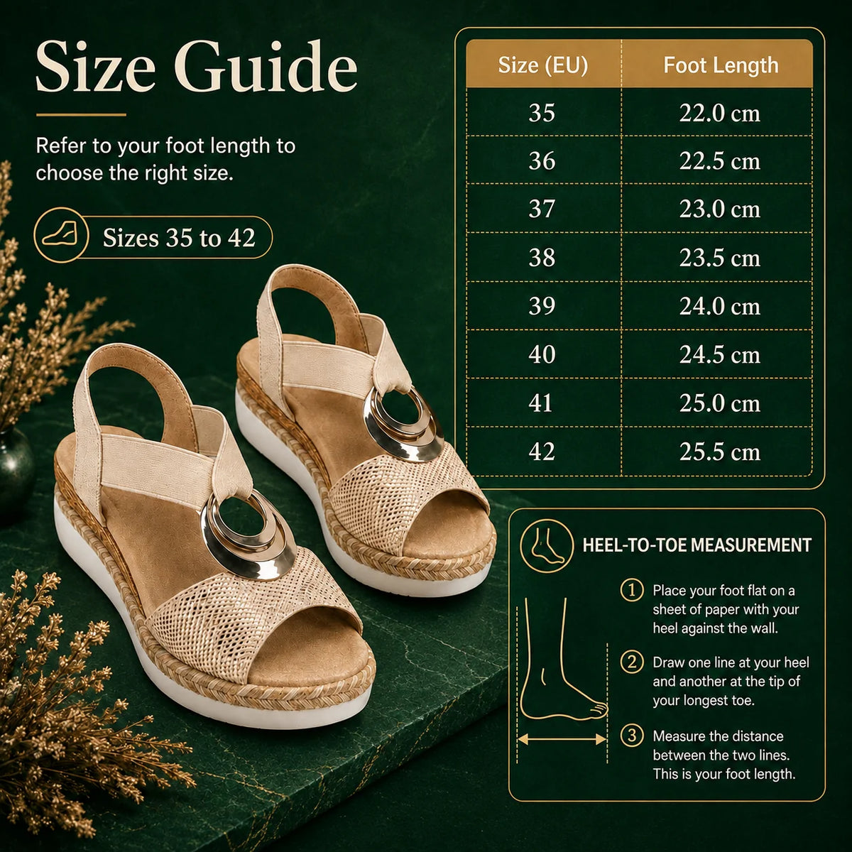 Slingback Wedge Sandals Elastic Straps & Rubber Outsole