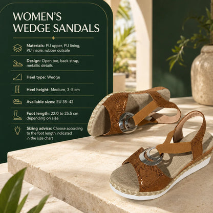 Slingback Wedge Sandals Elastic Straps & Rubber Outsole