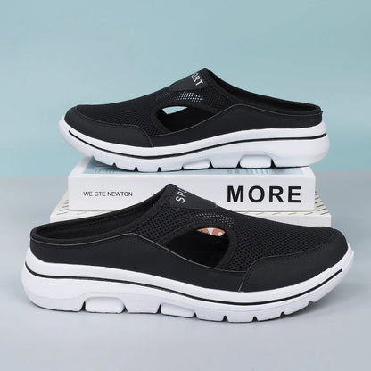 Slip-On Slippers Breathable Mesh Cork-Top Insole & Wide Fit