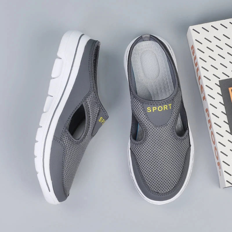 Slip-On Slippers Breathable Mesh Cork-Top Insole & Wide Fit