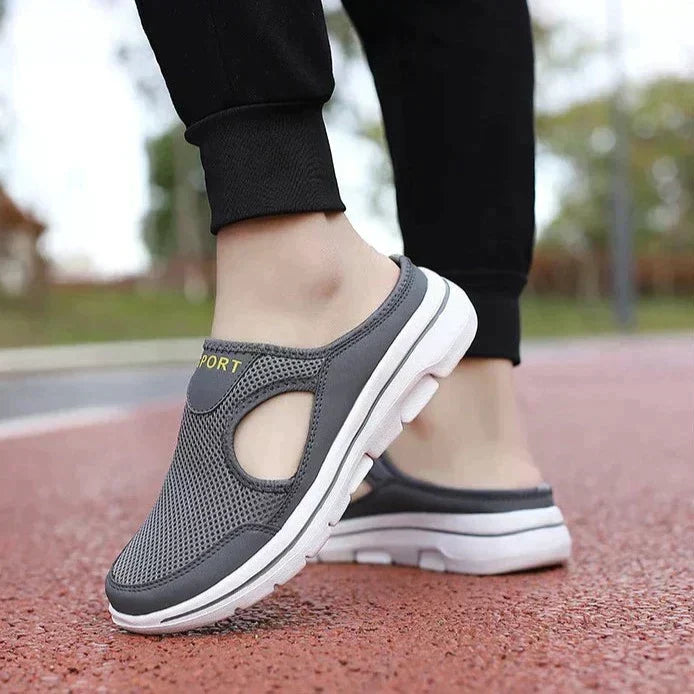 Slip-On Slippers Breathable Mesh Cork-Top Insole & Wide Fit