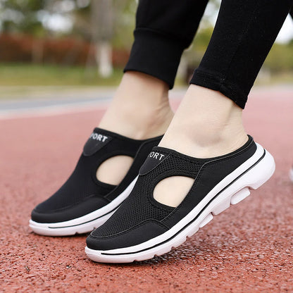 Slip-On Slippers Breathable Mesh Cork-Top Insole & Wide Fit