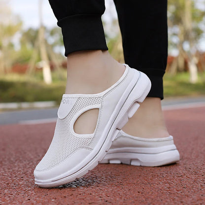 Slip-On Slippers Breathable Mesh Cork-Top Insole & Wide Fit