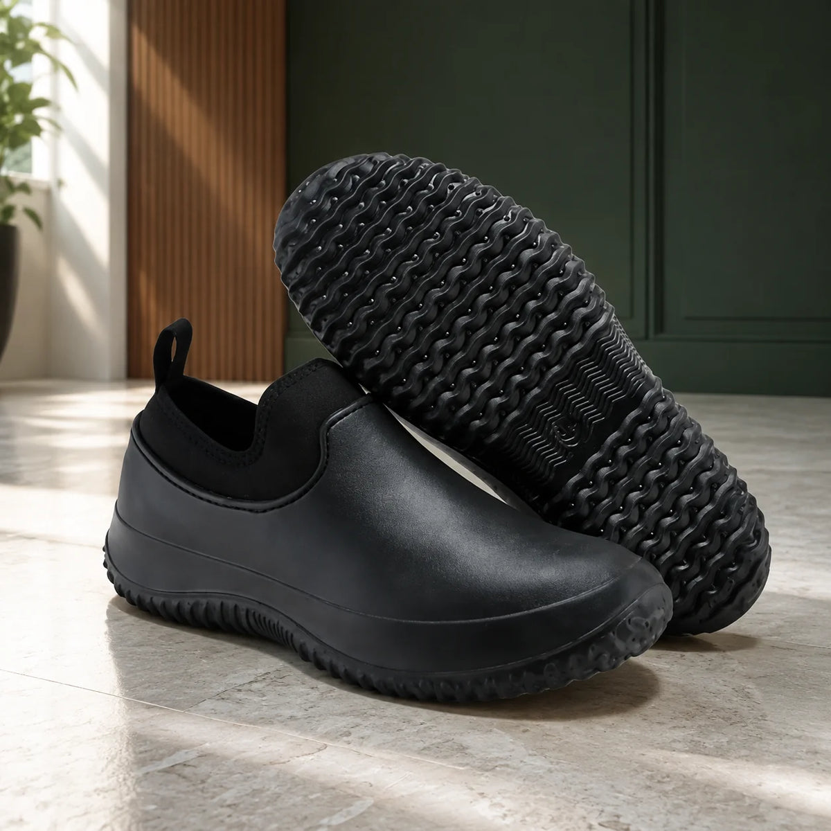 Slip-On Utility Shoes Non-Slip Deep-Tread Cushioned Footbed