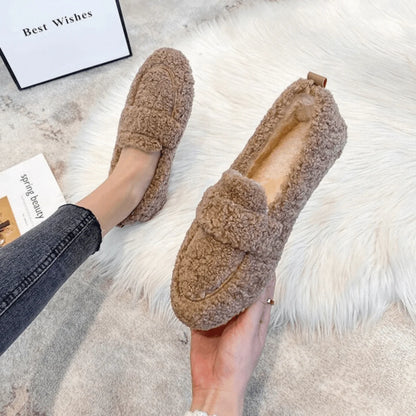 Slippers Plush Lined Non-Slip Rubber Sole