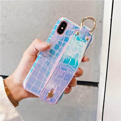 Smartphone Case Laser PU Pattern Wrist Strap