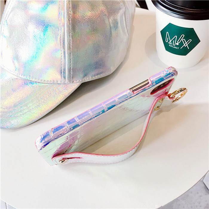 Smartphone Case Laser PU Pattern Wrist Strap