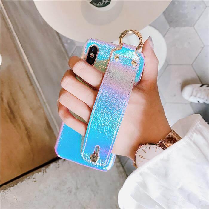Smartphone Case Laser PU Pattern Wrist Strap