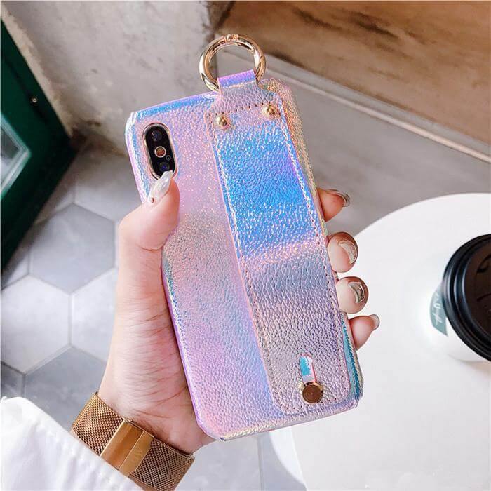 Smartphone Case Laser PU Pattern Wrist Strap