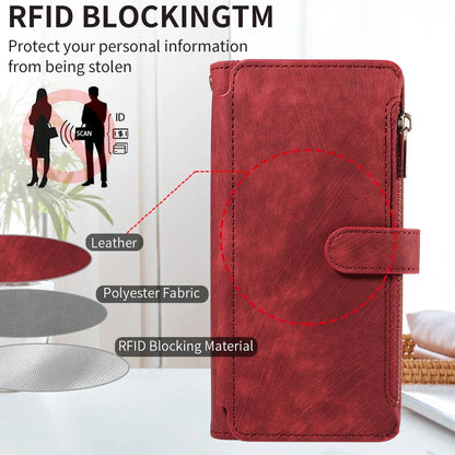 Smartphone Wallet Case Faux Leather Flip Cover Wrist Strap