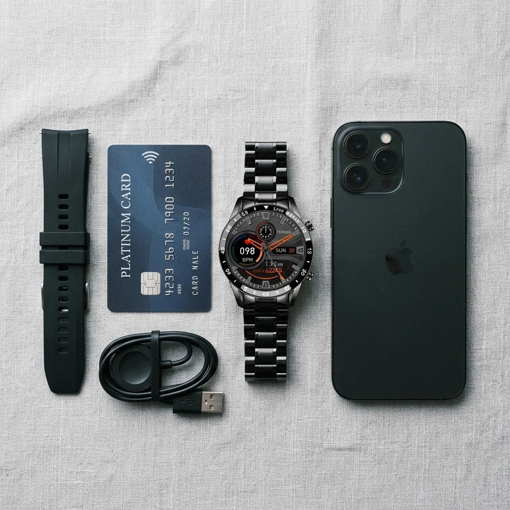 Smartwatch 4G Calling Stainless Steel Band & Silicone Strap