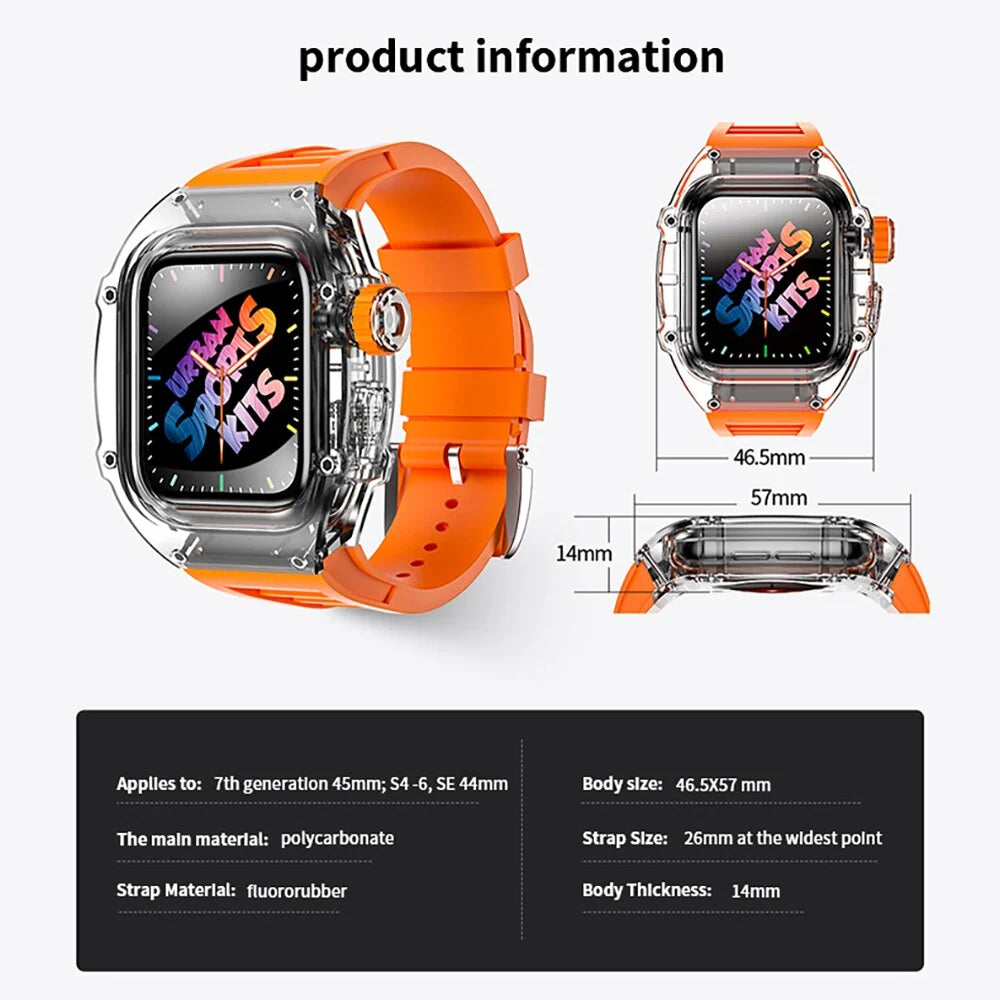 Smartwatch Case and Strap Set Transparent Polycarbonate Six Color Options