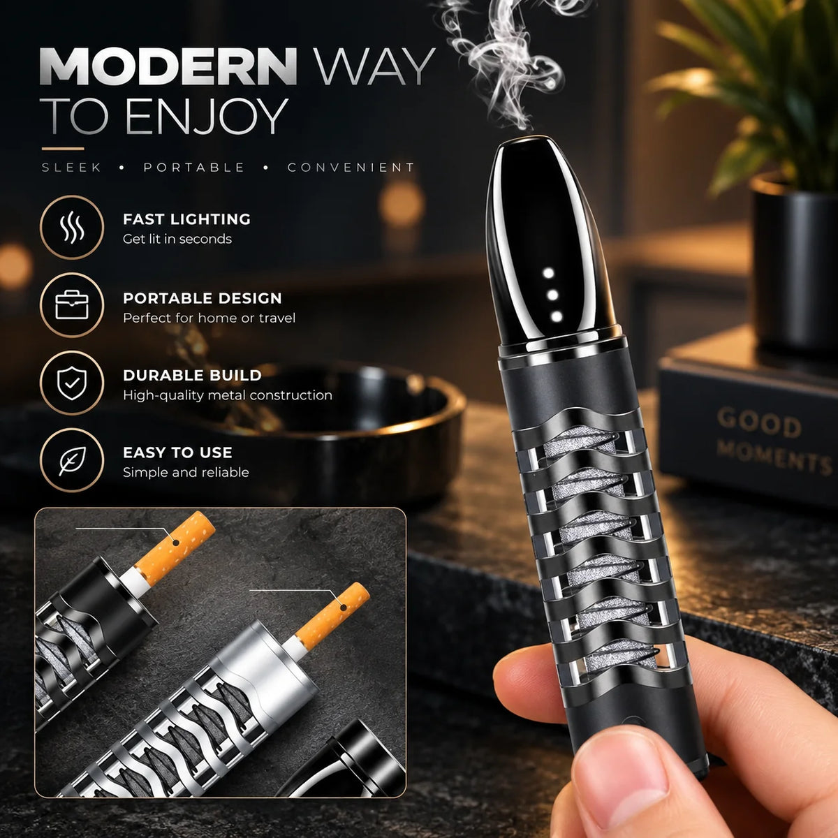 Smokeless Ashtray USB Rechargeable Built-In Fan & Filter